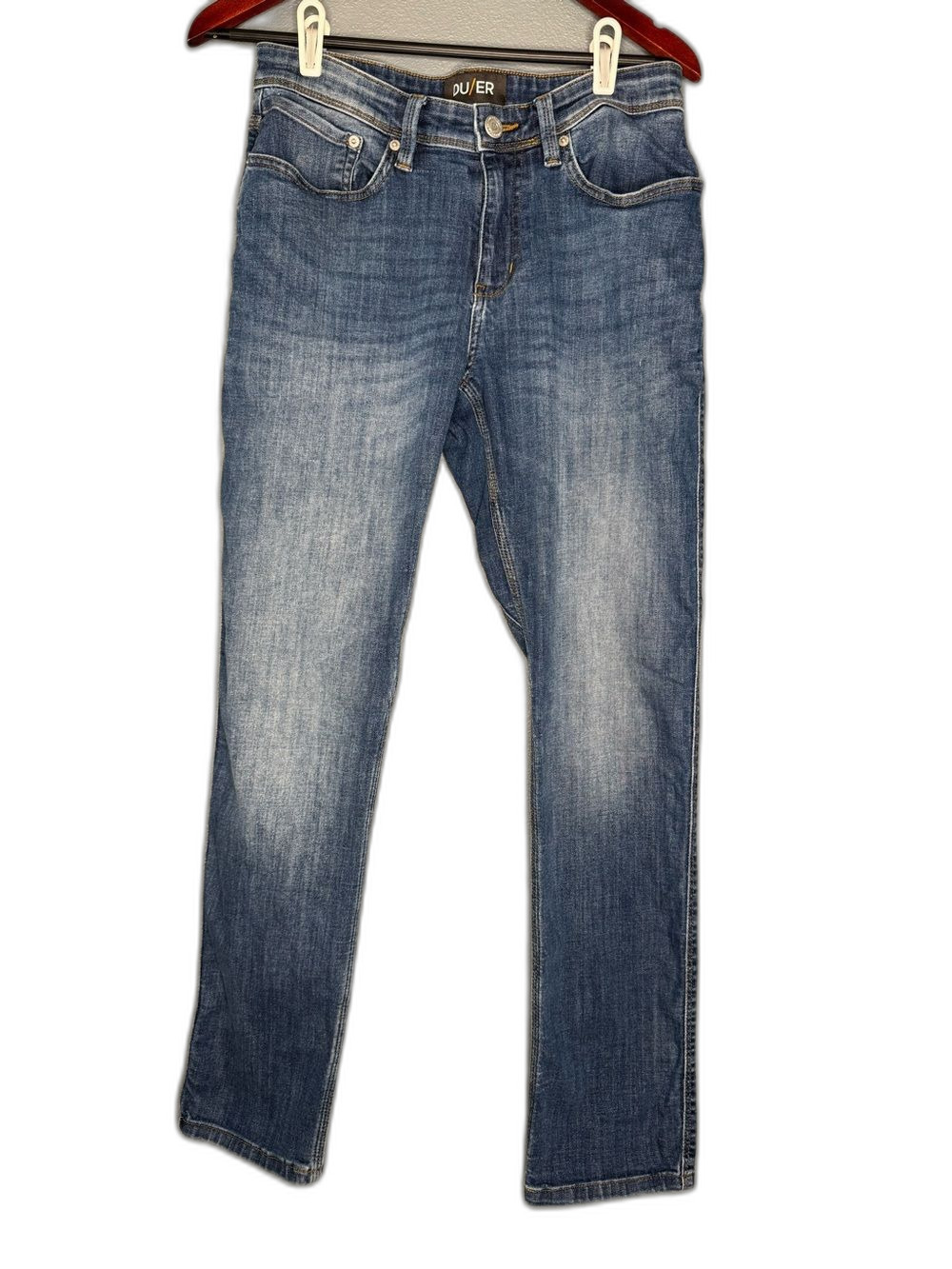 DUER Performance Denim Jeans Mens 30x32 Relaxed Taper MFLR4505 Blue Stretch